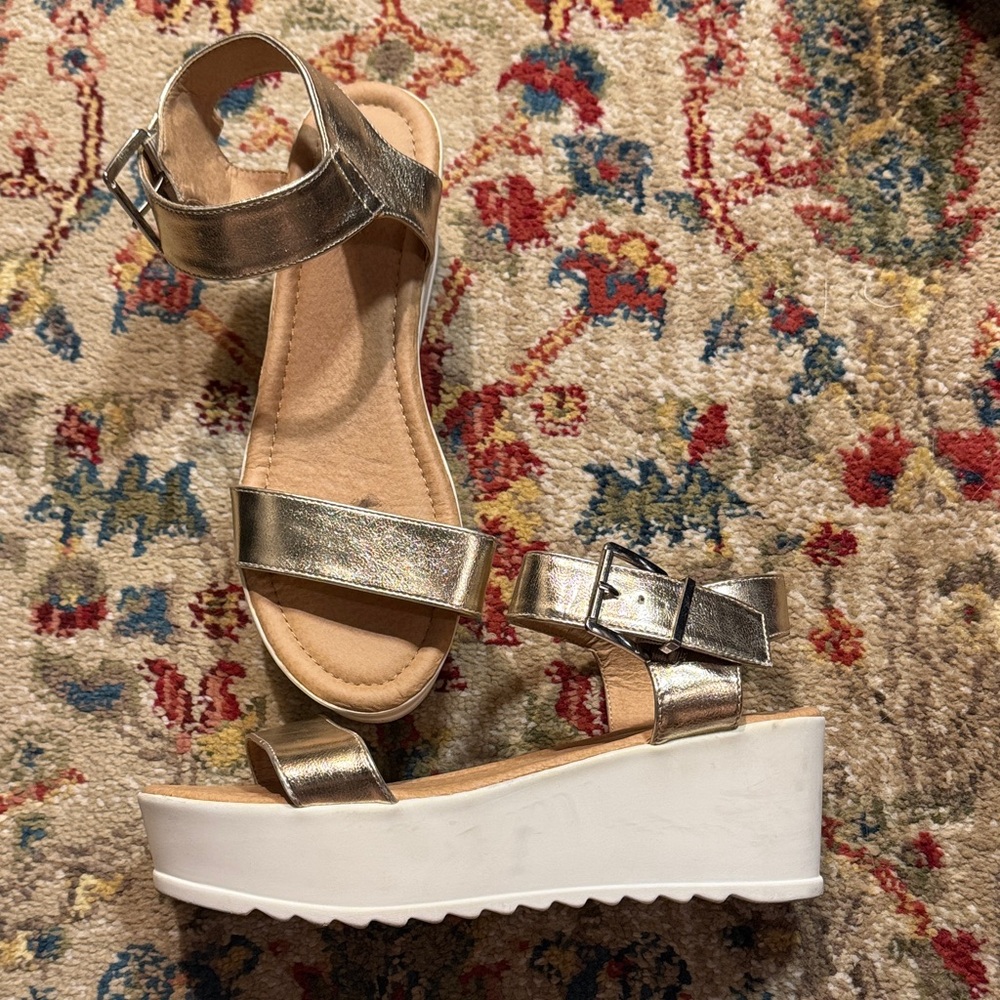 Metallic Gold Platform Sandals Y2K